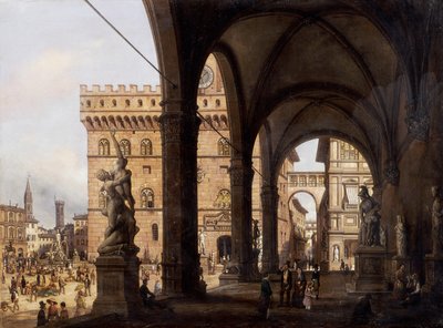 Florencja, Piazza della Signoria (plac Signoria), autorstwa Giuseppe Cannella (1788-1847) autorstwa Giuseppe Canella