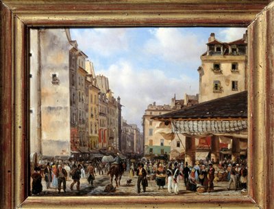 Les Halles i rue de la Tonnellerie w 1828 roku: widok na Paryż w XIX wieku. Obraz Giuseppe Canelli (1788-1847) autorstwa Giuseppe Canella