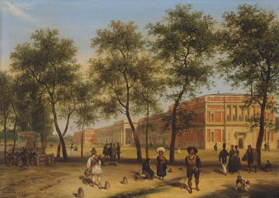 Przypuszczalny widok na Paseo del Prado z Muzeum Prado, Madryt, 1827 r. autorstwa Giuseppe Canella