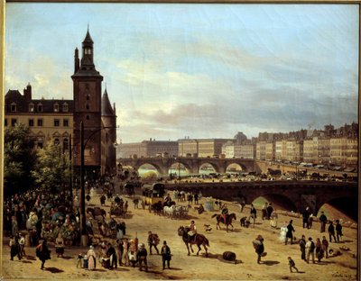 Widok na Spacer Kwiatów, Wieżę Zegarową, Pont au Change i Pont-Neuf w Paryżu Obraz Giuseppe Canella l