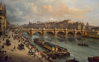 Pont-Neuf i Cité Paris 1832, 1832. autorstwa Giuseppe Canella the Elder