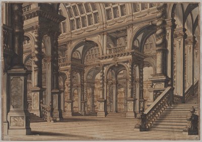 Monumentalna sala sklepiona ze schodami autorstwa Giuseppe Galli Bibiena