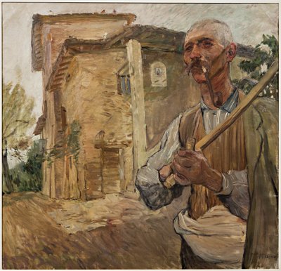 Mężczyzna z fajką (olej na płótnie) autorstwa Giuseppe Graziosi