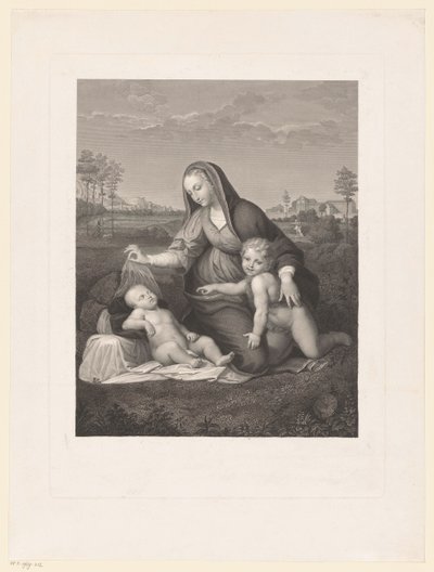 Maryja z Dzieciątkiem i młody Jan Chrzciciel w pejzażu Madonna del Velo autorstwa Giuseppe Longhi