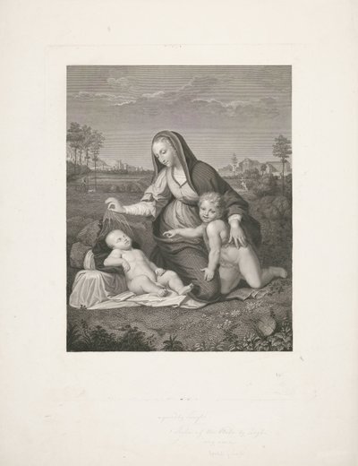 Maryja z Dzieciątkiem i młody Jan Chrzciciel w pejzażu Madonna del Velo autorstwa Giuseppe Longhi