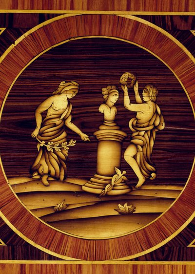 Rytuał przebłagalny w herm of Merkury, detal z komody z orzecha, klonu, bukszpanu, oliwki, róży i palisandru, Giuseppe Maggiolini (1738-1814), Włochy autorstwa Giuseppe Maggiolini