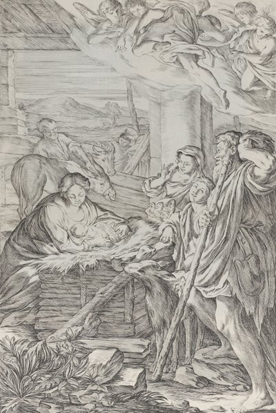 Adoracja pasterzy 1654-1718. autorstwa Giuseppe Maria Mitelli