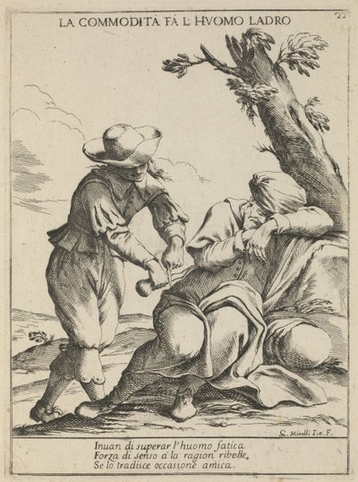 Okazja czyni złodzieja. Komfort czyni złodzieja, 1678 autorstwa Giuseppe Maria Mitelli
