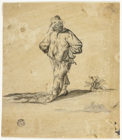 Stojący chłop z bronią akimbo autorstwa Giuseppe Maria Mitelli