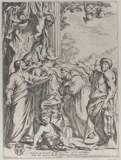 Dziewica intronizowana z trzema świętymi, 1668. autorstwa Giuseppe Maria Mitelli