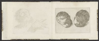 Dwie głowy małych dzieci Przykłady rysunków (tytuł serii) Mitelli intaglio (tytuł serii) autorstwa Giuseppe Maria Mitelli