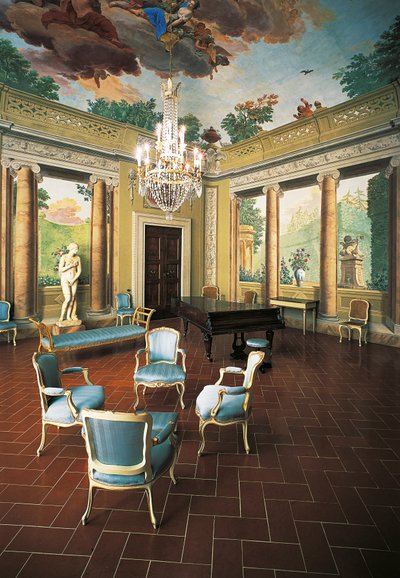 Freski namalowane w latach 1777-1778 przez Giuseppe Marię Terreniego (1739-1811) w pokoju czterech pór roku, Villa del Poggio Imperiale (Villa of Imperial Hill), Florencja, Włochy autorstwa Giuseppe Maria Terreni