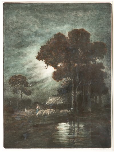 Pejzaż i akwaforta, cm 54,4 x 39. autorstwa Giuseppe Miti Zanetti