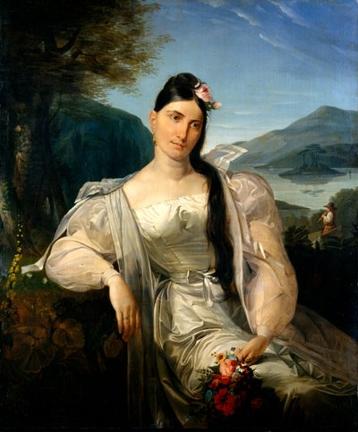 Portret piosenkarki Giuditta Pasta w stroju scenicznym „Nina lub dziewczyna doprowadzona do szaleństwa miłością” autorstwa Giuseppe Molteni