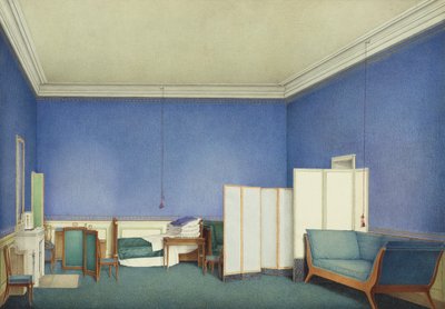 Sypialnia generała hrabiego Adama Alberta von Neipperga, drugiego męża Marii Ludwiki z Parmy, akwarela Giuseppe Naudina (1792-1872) autorstwa Giuseppe Naudin