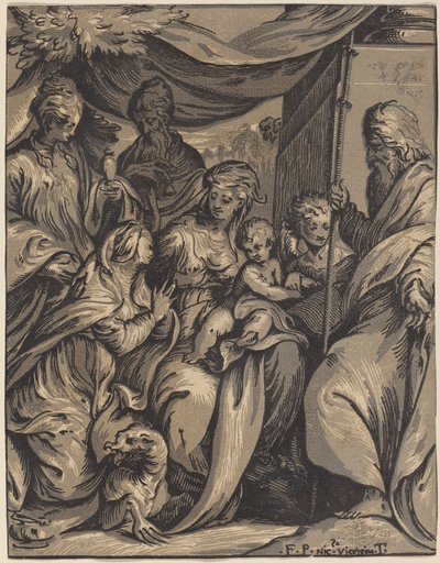 Dziewica i Dzieciątko ze świętymi autorstwa Giuseppe Nicolo Vicentino, after Camillo Boccaccino