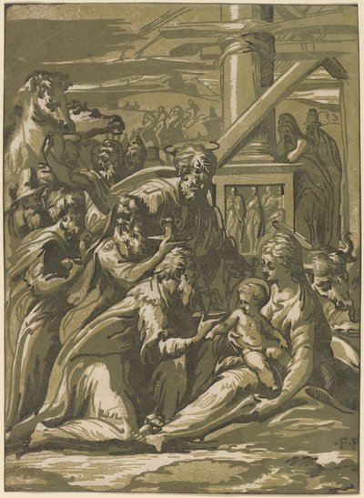 Pokłon Trzech Króli autorstwa Giuseppe Nicolo Vicentino, after Parmigianino