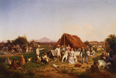 Polowanie z rodziną królewską Neapolu (malarstwo) autorstwa Giuseppe Palizzi