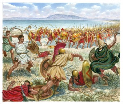 Bitwa pod Lechaeum autorstwa Giuseppe Rava