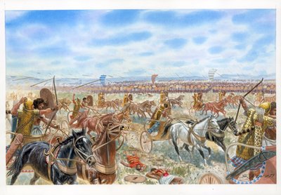 Bitwa pod Megiddo między Egipcjanami a Syrokananejczykami autorstwa Giuseppe Rava