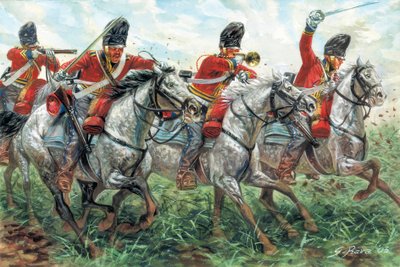 Pierwsze Imperium: Szarża Royal Scots Greys, szkockiego pułku dragonów, Waterloo autorstwa Giuseppe Rava