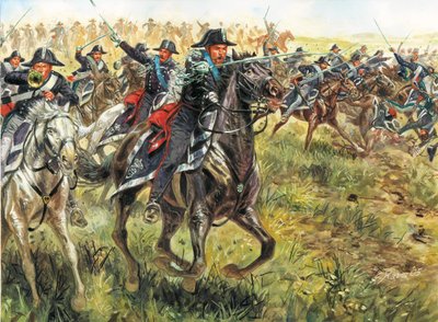Pierwsza wojna o niepodległość: szarża karabinierów Armii Karola Alberta z Sardynii (Carlo Alberto di Sardegna autorstwa Giuseppe Rava