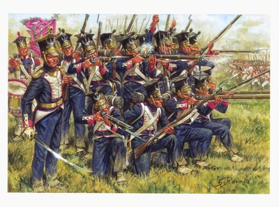Pierwsze cesarstwo, kampania niemiecka: Polska piechota liniowa w bitwie pod Lipskiem w październiku 1813 r. - Pierwsze cesarstwo, kampania niemiecka: polska piechota liniowa podczas bitwy pod Lipskiem (Bitwa Narodów), październik 1813 r. - Ilustracja auto autorstwa Giuseppe Rava