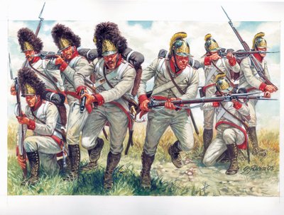Pierwsze cesarstwo: Grenadierzy austriackiej piechoty w 1809 roku - Pierwsze cesarstwo: grenadierzy austriackiej piechoty 1809 - Ilustracja Giuseppe Rava autorstwa Giuseppe Rava