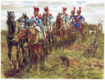 Pierwsze imperium: artyleria Wielkiej Armii w ruchu - ilustracja autorstwa Giuseppe Ravy autorstwa Giuseppe Rava