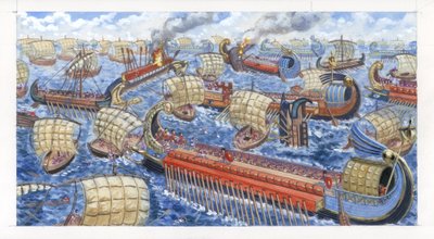 Gnejusz Pompejusz Magnus pokonuje w bitwie piratów cylicyjskich autorstwa Giuseppe Rava