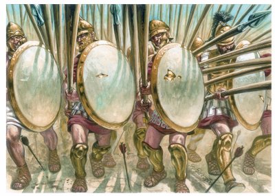 Królestwo Macedonii: szarża macedońskich falangitów - Szarża macedońskich falangitów - Ilustracja autorstwa Giuseppe Ravy autorstwa Giuseppe Rava