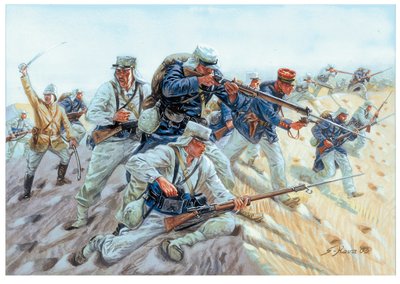 Marche ou creve Soldiers de la Legion etrangere francaise - Francuska Legia Cudzoziemska: "Maszeruj albo giń" Ilustracja Giuseppe Rava autorstwa Giuseppe Rava