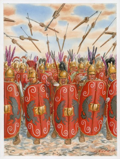 Republikańscy rzymscy legioniści w bitwie autorstwa Giuseppe Rava