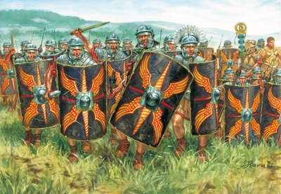 Roman antiquite (imperium): grupa rzymskich legionistów - Imperium rzymskie: legioniści - Ilustracja autorstwa Giuseppe Rava autorstwa Giuseppe Rava