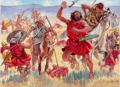 Tesalscy jeźdźcy zaskakują Spartan autorstwa Giuseppe Rava