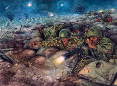 Bitwa pod Dien Bien Phu, w której armia francuska zmierzyła się z armią Viet Minhu autorstwa Giuseppe Rava