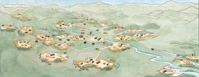 Wojna w Indochinach: Plan bitwy pod Dien Bien Phu (Dien-Bien-Phu) przeciwstawiającej armię francuską armii wietnamskiej od listopada 1953 do maja 1954 - Pierwsza wojna w Indochinach: mapa bitwy pod Dien Bien Phu między Francuską Ekspedycją Dalekowschodnią  autorstwa Giuseppe Rava