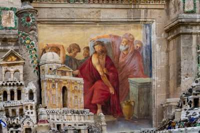 Droga Krzyżowa, kalwaria złożona z kafli majolikowych z XVI-XIX w. autorstwa Giuseppe Renato Greco