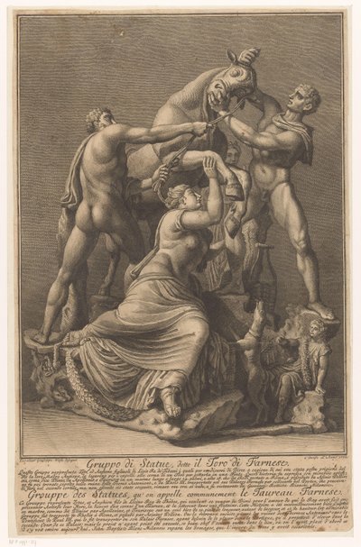 Dirce wordt aan een stier gebonden Farnese Stier Grupa Posągów, zwana Farnese Bull / Grouppe des Statues, qu 