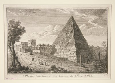 Piramida Grobowa Cajo Cestio, niedaleko Porta S. Paolo (Piramida Gajusza Cestiusza) autorstwa Giuseppe Vasi