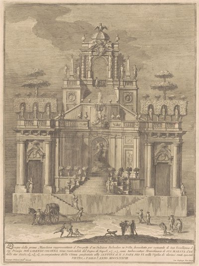 Prima Macchina dla Chin z 1778 r.: Wieś Belevedere z Herkulesem i Anteuszem autorstwa Giuseppe Vasi, after Giuseppe Palazzi