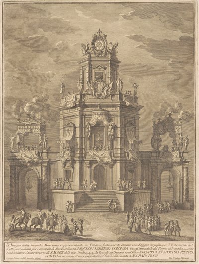 Seconda Macchina dla Chin z 1776 r.: Pałac z loggią do losowania loterii autorstwa Giuseppe Vasi, after Giuseppe Palazzi