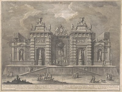 Seconda Macchina dla Chin z 1774 r.: Willa ze starożytnymi zabytkami i grą w „Giosrę” autorstwa Giuseppe Vasi, after Giuseppe Palazzi, after Paolo Posi