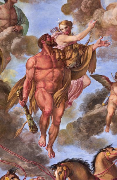 Detal przedstawiający Artemidę, Apoteozę Herkulesa autorstwa Giuseppe Velasco
