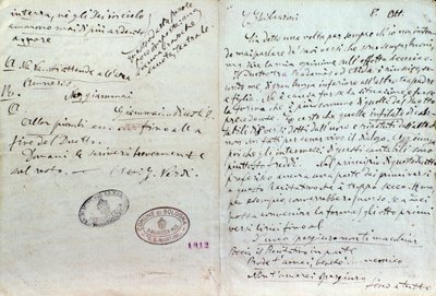Odręczny list Giuseppe Verdiego do autora librett Aidy Antonio Ghislanzoni autorstwa Giuseppe Verdi