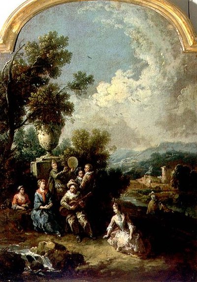 Koncert na wolnym powietrzu (olej na płótnie) autorstwa Giuseppe Zais