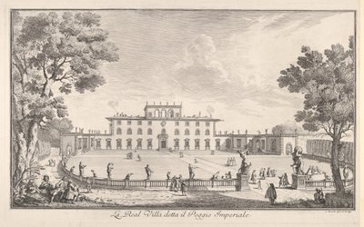 Willa królewska zwana il Poggio Imperiale La Real Villa o nazwie il Poggio Imperiale, widok ..., 1744. autorstwa Giuseppe Zocchi