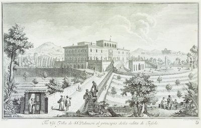 Villa Palmieri w Fiesole, autorstwa Giuseppe Zocchi (1711-1767), Widok na wille i okolice w Toskanii, Włochy autorstwa Giuseppe Zocchi