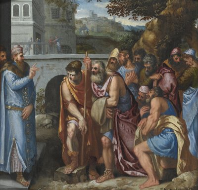 Józef i jego bracia par Salviati, Giuseppe (1520-1575). Olej na drewnie, rozmiar: 62x62 autorstwa Giuseppe della Porta Salviati