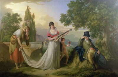 Romantyczna scena alegoryczna autorstwa Giuseppe or Josef Grassi